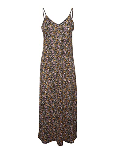 VERO MODA Women's VMJEASY Singlet Ankle Dress JRS Kleid, Black/AOP:Cille Radiant Yellow, M von VERO MODA