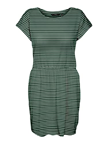 Vero Moda Women's VMLUNA SS Short Dress NOOS Kleid, Laurel Wreath/Stripes:Rebecca Snow White, XS von VERO MODA