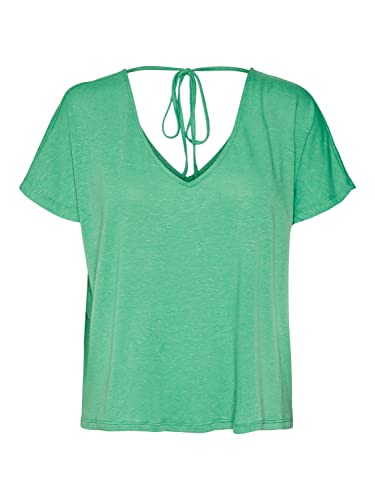 Vero Moda Women's VMMARIJUNE SS DEEP V-Neck TOP JRS T-Shirt, Bright Green, S von VERO MODA