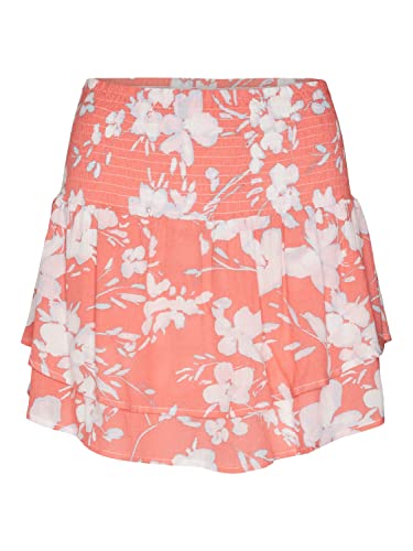 Vero Moda Women's VMMENNY Mini Smock Skirt WVN GA Rock, Georgia Peach/AOP:Mille, M von VERO MODA