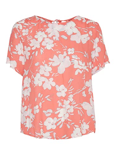 Vero Moda Women's VMMENNY SS WVN GA Top, Georgia Peach/AOP:Mille, XS von VERO MODA