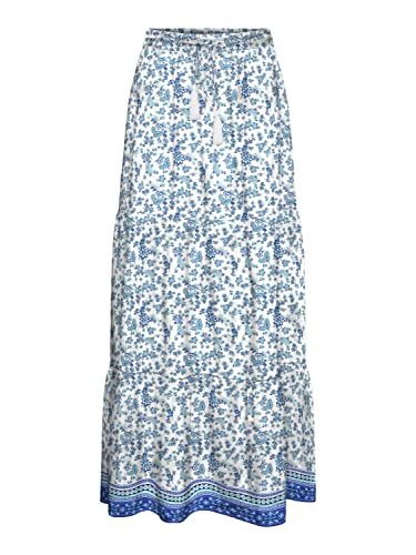 Vero Moda Women's VMMILAN HW Long Skirt WVN Rock, Dazzling Blue/AOP:Mira, S von VERO MODA