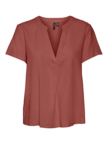 VERO MODA Damen Vmmymilo Ss WVN Ga Top, Marsala, S von VERO MODA