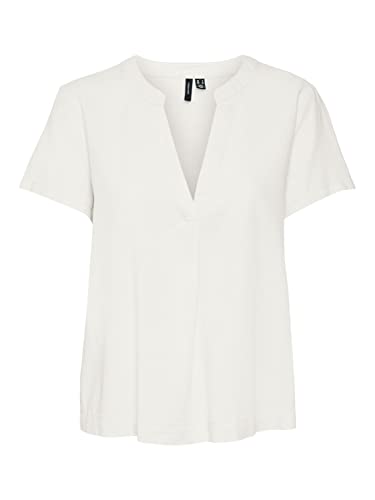 VERO MODA Damen Vmmymilo Ss WVN Ga Top, Snow White, M von VERO MODA