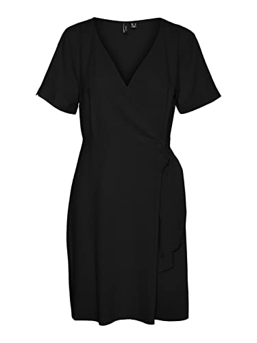 Vero Moda Women's VMMYMILO SS Wide WRAP Knee Dress WVN GA Kleid, Black, S von VERO MODA