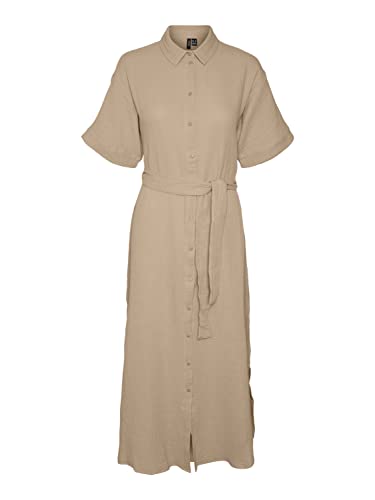 VERO MODA Damen Kleid Vmnatali Nia 2/4 Calf Shirt Dress Wvn, Irish Cream, XS von VERO MODA