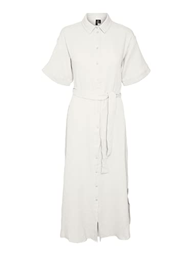 VERO MODA Damen Kleid Vmnatali Nia 2/4 Calf Shirt Dress Wvn, Snow White, L von VERO MODA