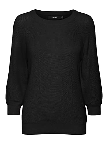 Vero Moda Women's VMNEWLEX Sun 3/4 Blouse GA REP Pullover, Black, XS von VERO MODA