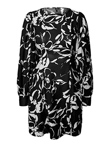 Vero Moda Women's VMPOLLIANA Inge LS Mini Dress WVN GA Kleid, Black/AOP:Polliana, M von VERO MODA