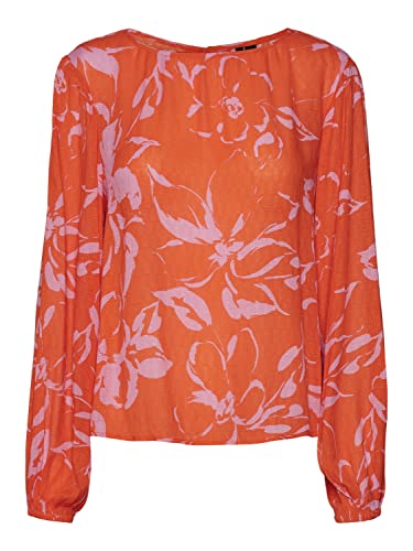 Vero Moda Women's VMPOLLIANA LS WVN Top, Scarlet Ibis/AOP:Polliana, XS von VERO MODA