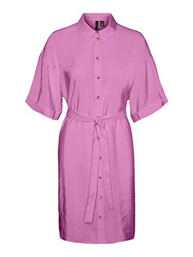 VERO MODA Women's VMQUEENY S/S Short Shirt Dress WVN GA Kleid, Cyclamen, XL von VERO MODA