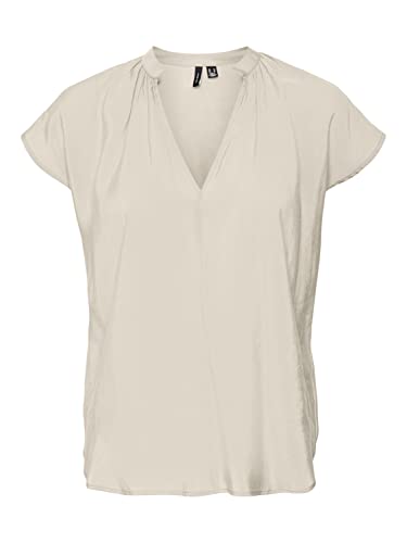 VERO MODA Women's VMQUEENY V-Neck C/S WVN GA Top, Birch, M von VERO MODA