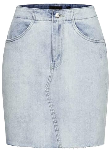 Vero Moda Women's VMROSIE HR Short DNM Cut Skirt NOOS Jeansrock, Light Blue Denim/Detail:GU3170, L von VERO MODA