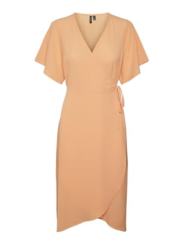 VERO MODA Women's VMSAKI SS Calf WRAP Dress GA NOOS Kleid, Mock Orange, XS von VERO MODA