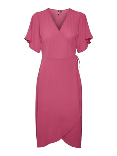 VERO MODA Women's VMSAKI SS Calf WRAP Dress GA NOOS Kleid, Pink Yarrow, XS von VERO MODA