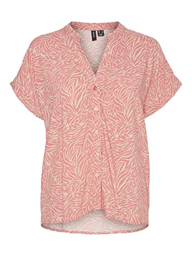 Vero Moda Women's VMSARA SS Shirt WVN Top, Irish Cream/AOP:Sara, L von VERO MODA