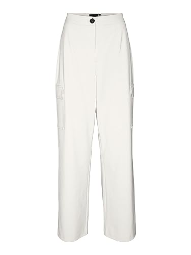 VERO MODA Women's VMSASIE HR Wide Cargo Pant NOOS Hose, Snow White, 34/32 von VERO MODA