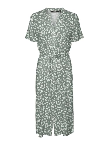 VERO MODA Women's VMVICA S/S Shirt Dress GA WVN NOOS Kleid, Green Bay/AOP:Maja, L von VERO MODA