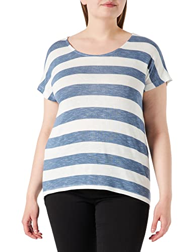 VERO MODA Damen VMWIDE Stripe S/L TOP GA NOOS 10190017, China Blue/Snow White, XS von VERO MODA