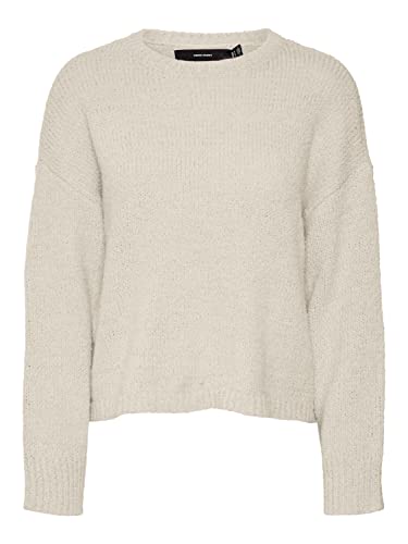 Vero Moda Women's VMWILDA LS Boxy O-Neck Pullover GA Boo L/S Strickware, Birch/Detail:Melange, S von VERO MODA