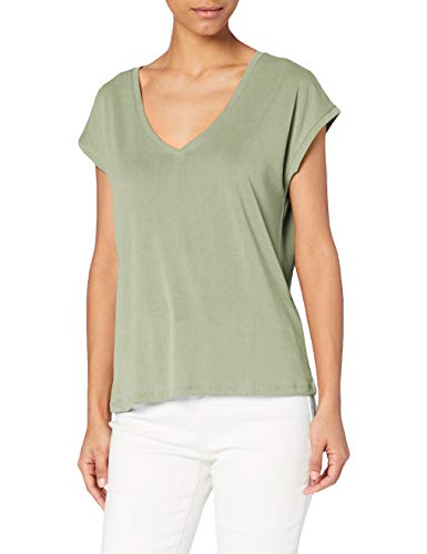 VERO MODA Damen Einfarbiges Stretch T-Shirt Basic V-Neck Top Oberteil Tief Angesetzte Schultern VMFILLI von VERO MODA