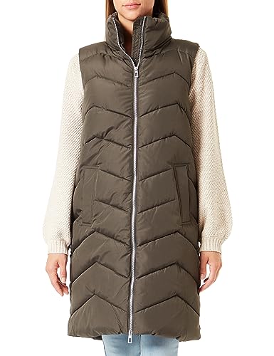 VERO MODA Damen 3/4-lange Steppweste VMLiga Waistcoat mit Stehkragen 10298730 Peat XS von VERO MODA