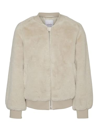 VERO MODA girl Kunstfell Jacke Baseball Junior Gerippte Ärmelbündchen Normale Ärmel Jacke von VERO MODA