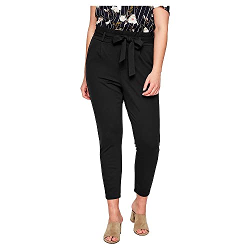VERO Moda Curve Damen Vmeva Hr Loose Paperbag Ga Curve Noos Pants, Schwarz, 48W / 32L EU von VERO MODA