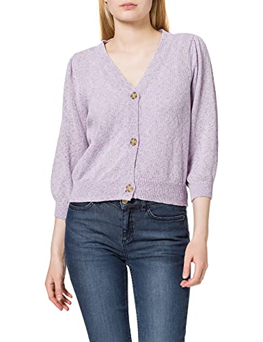 VERO Moda Damen VMANNIE 3/4 V-Neck Cardigan Strickjacke, Pastel Lilac/Detail:W. Melange, M von VERO MODA