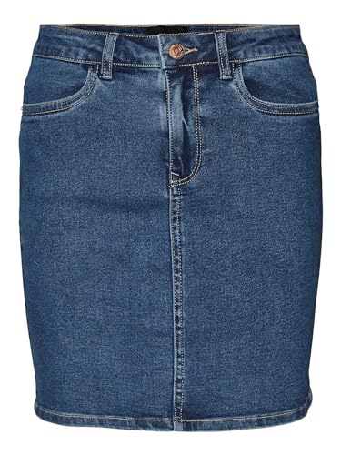 VERO Moda Damen VMLUNA HR Skirt Mix GA NOOS Jeansrock, Medium Blue Denim, Large von VERO MODA