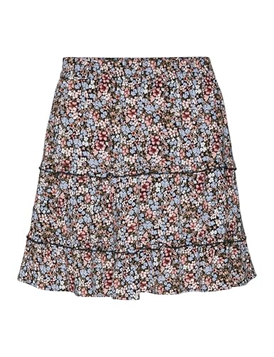 VERO Moda Damen Vmeasy FRL Mini Skirt WVN Ga Ptt Rock, Black/AOP:Cille, XXS Petite EU von VERO MODA PETITE