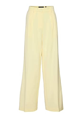 VERO Moda Damen Weit Geschnittene Stoffhose Culotte Palazzo Marlene Hose Business Pants VMTROIAN, Farben:Gelb, Größe:M / 30L von VERO MODA