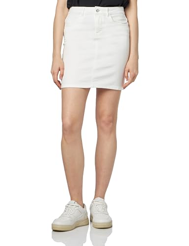 VERO Moda Women's VMLUNA HR Denim Skirt Mix GA NOOS Jeansrock, Cloud Dancer, S von VERO MODA