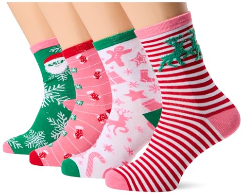 VERO MODA Damen Vmelf Socks 4-pack Xmas Socken, Snow White/Pack:PACK 4, Einheitsgröße von VERO MODA