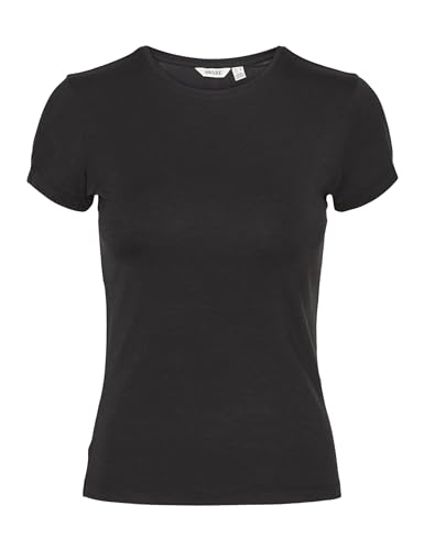 VERO MODA Damen Vmines Fiona O-Neck Top VMA Noos T-Shirt 10300882, Schwarz,M von VERO MODA