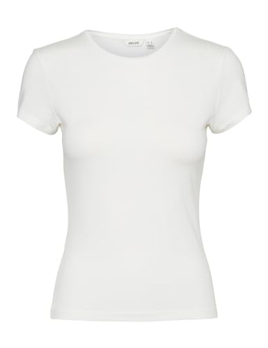 VERO MODA Damen Vmines Fiona O-Neck Top VMA Noos T-Shirt 10300882, Snow White,M von VERO MODA