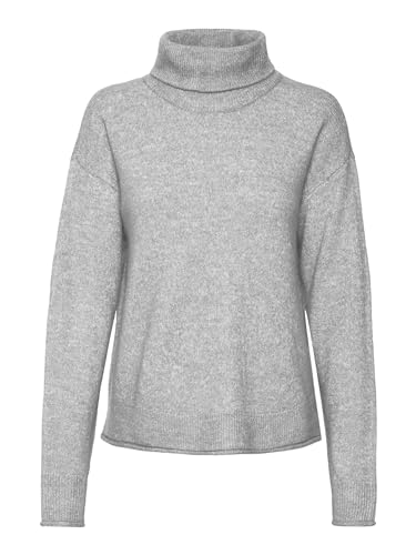 VERO MODA Damen Vmkaden Ls Rollneck Pullover Ga Bf, Light Grey Melange,XS von VERO MODA
