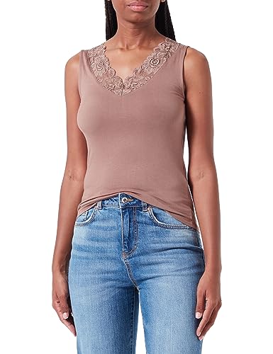 VERO MODA Damen Vmrosa Sl V-neck Top Jrs Noos, Brown Lentil, L von VERO MODA