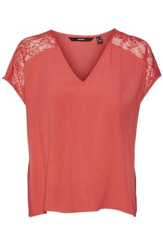 VMRUSK LACE V-Neck SS TOP WVN GA von VERO MODA