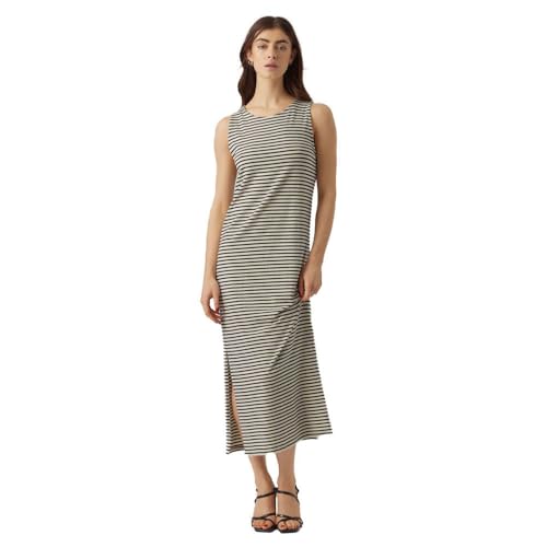 Vero Moda, VMFIONA SL O-Neck Dress VMA NOOS, Birke/Streifen: Schwarz, M von VERO MODA