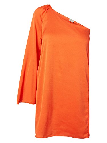 Vero Moda Damen Asymmetrischer Kleid, VMLUCANA MINI DRESS Mini Einfarbig, Gr. M (Herstellergröße: 10), Orange (Mandarin Red) von VERO MODA