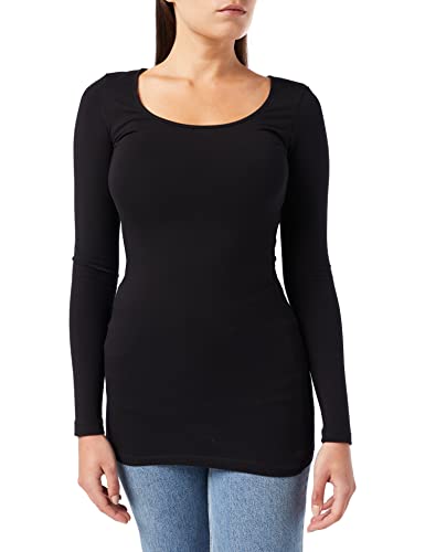 VERO MODA Damen Vmmaxi My Soft Long U-Neck Noos Langarmshirt, Schwarz, XXL EU von VERO MODA