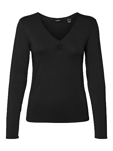 Vero Moda Damen VMALBERTE LS V-Neck TOP JRS NOOS Langarmshirt, Black, Large von VERO MODA