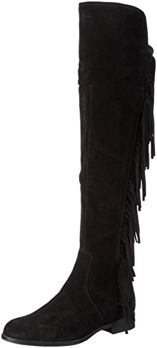 Vero Moda Damen VMANNE Leather Overknee Boot Schneestiefel, Schwarz (Black) von VERO MODA