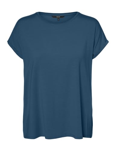 VERO MODA Women's VMAVA Plain SS TOP GAJRS NOOS Shirt, Moroccan Blue, 29W / 32L von VERO MODA