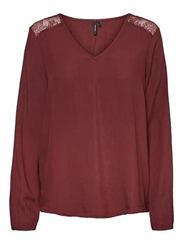 Vero Moda Damen VMBEATRIX LACE LS V-Neck TOP WVN GA Longsleeve, Port Royale, S von VERO MODA