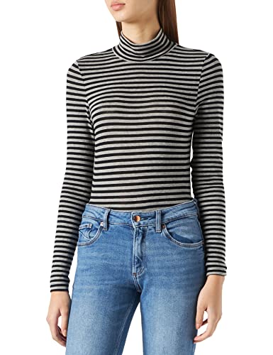 Vero Moda Damen VMCARLA LS Turtleneck TOP GA NOOS Langarmshirt, Black/Stripes:LGM-SIV, S von VERO MODA