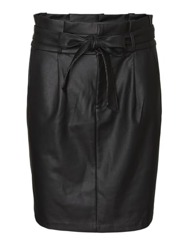 Vero Moda Damen VMEVA HR Paperbag Short Coated SKT NOOS Rock, Black/AOP:Coated, S von VERO MODA