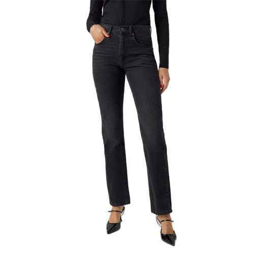 Vero Moda Damen VMHAILEY HR Straight DNM JNS LI131 NOOS Jeanshose, Black Denim, 28 W/32 L von VERO MODA