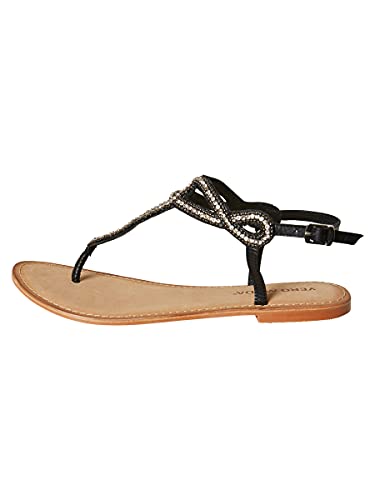 Vero Moda Damen VMLIV Leather Sandal Slipper, Schwarz (Black), 36 EU von VERO MODA